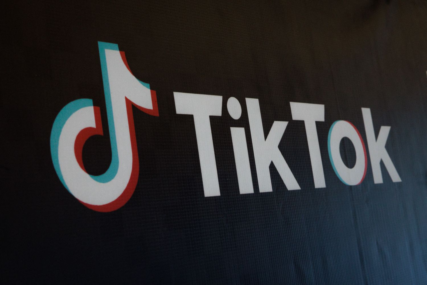 The TikTok logo on display during an event.