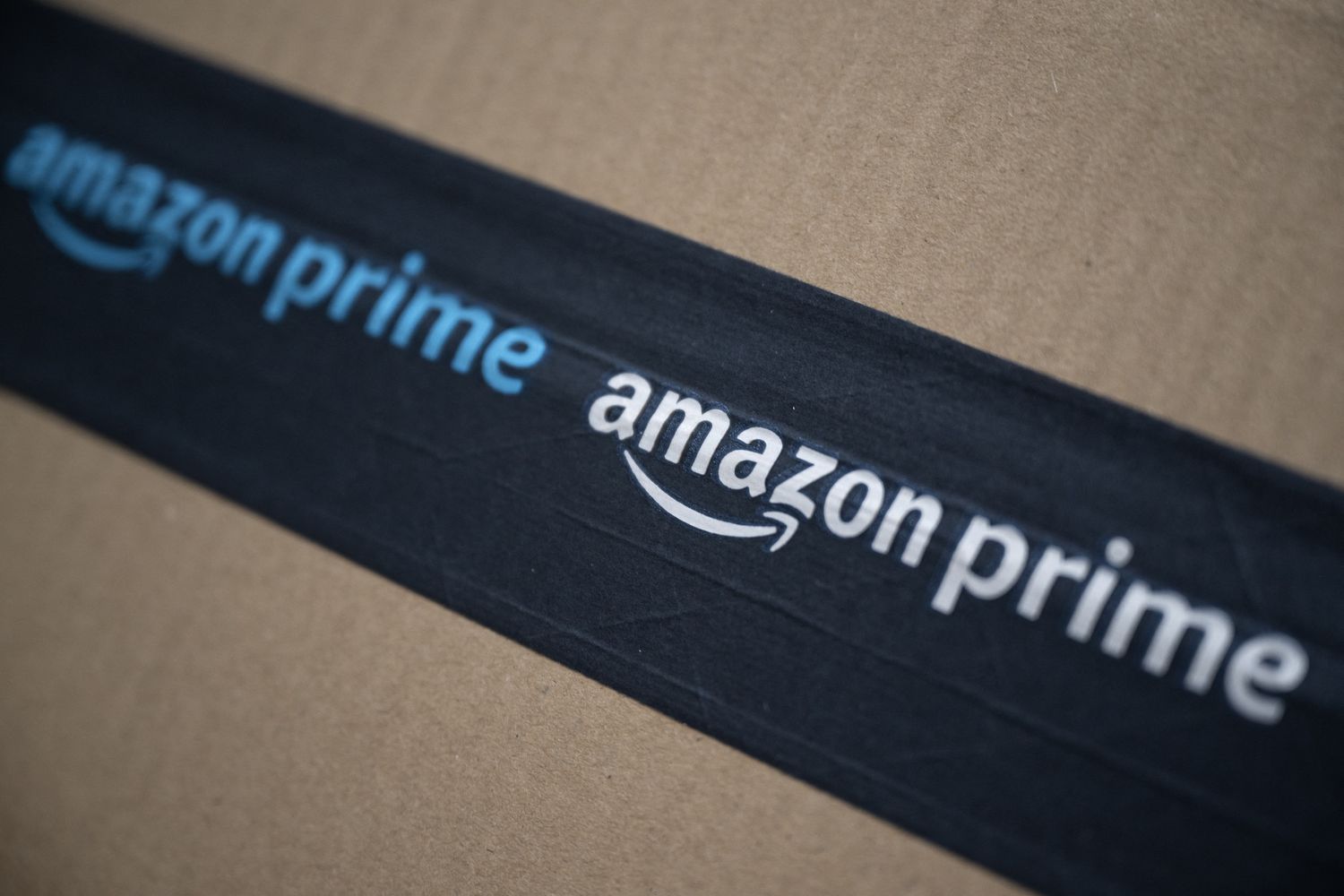 The Amazon Prime logo on a package.