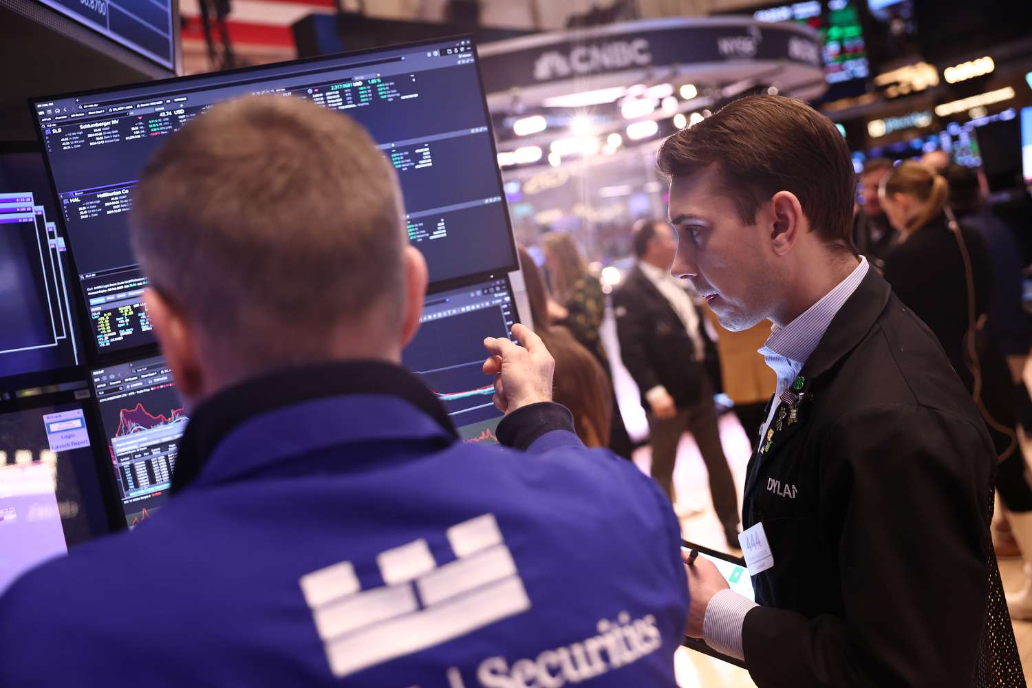 Traders work on the floor of the New York Stock Exchange 
