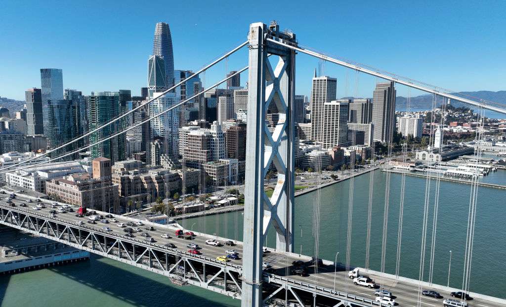 San Francisco skyline as seen near the San Francisco-Oakland Bay Bridge on Oct. 27, 2022