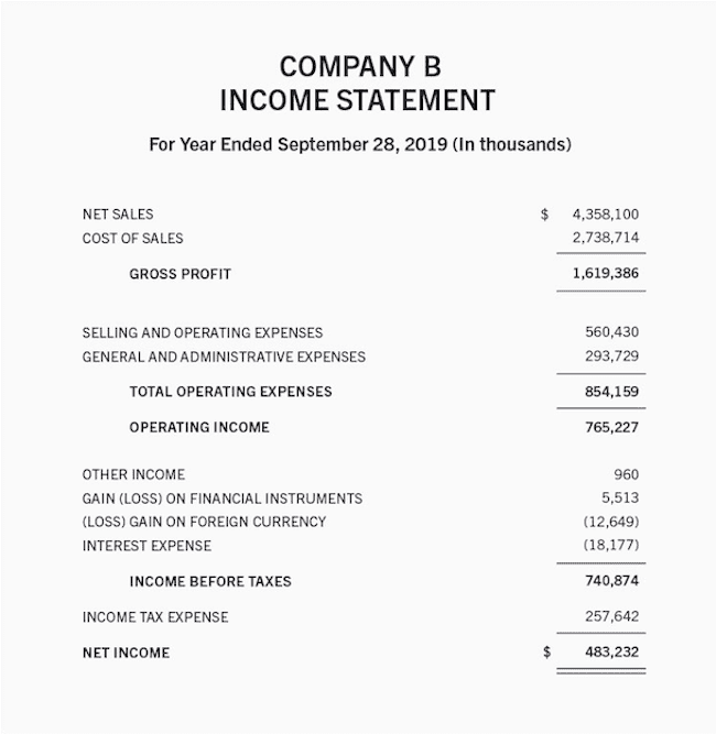 Sample Income Statement