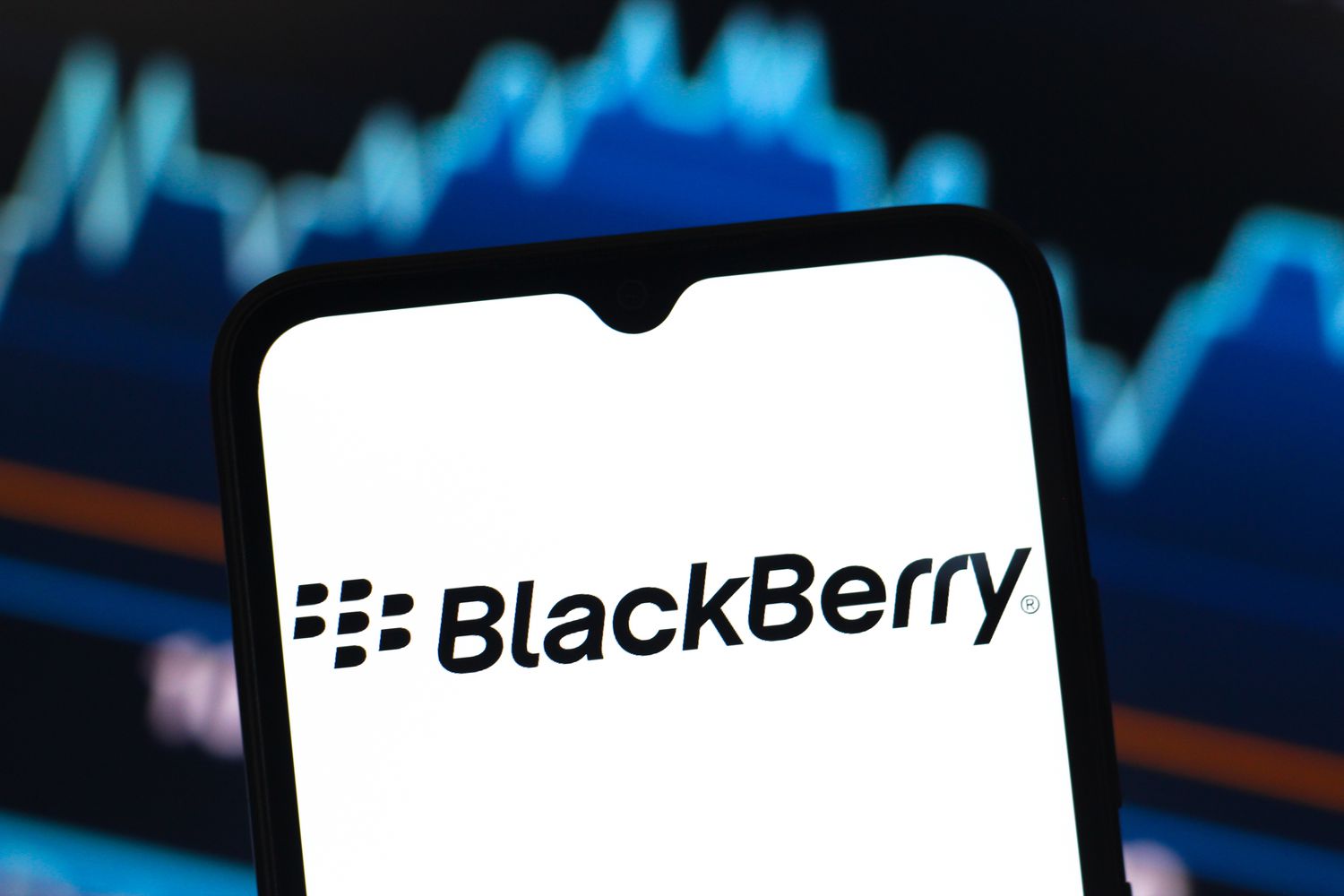 BlackBerry logo on a smartphone.