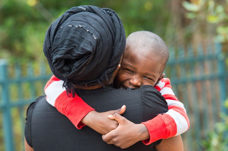 Mother holding son