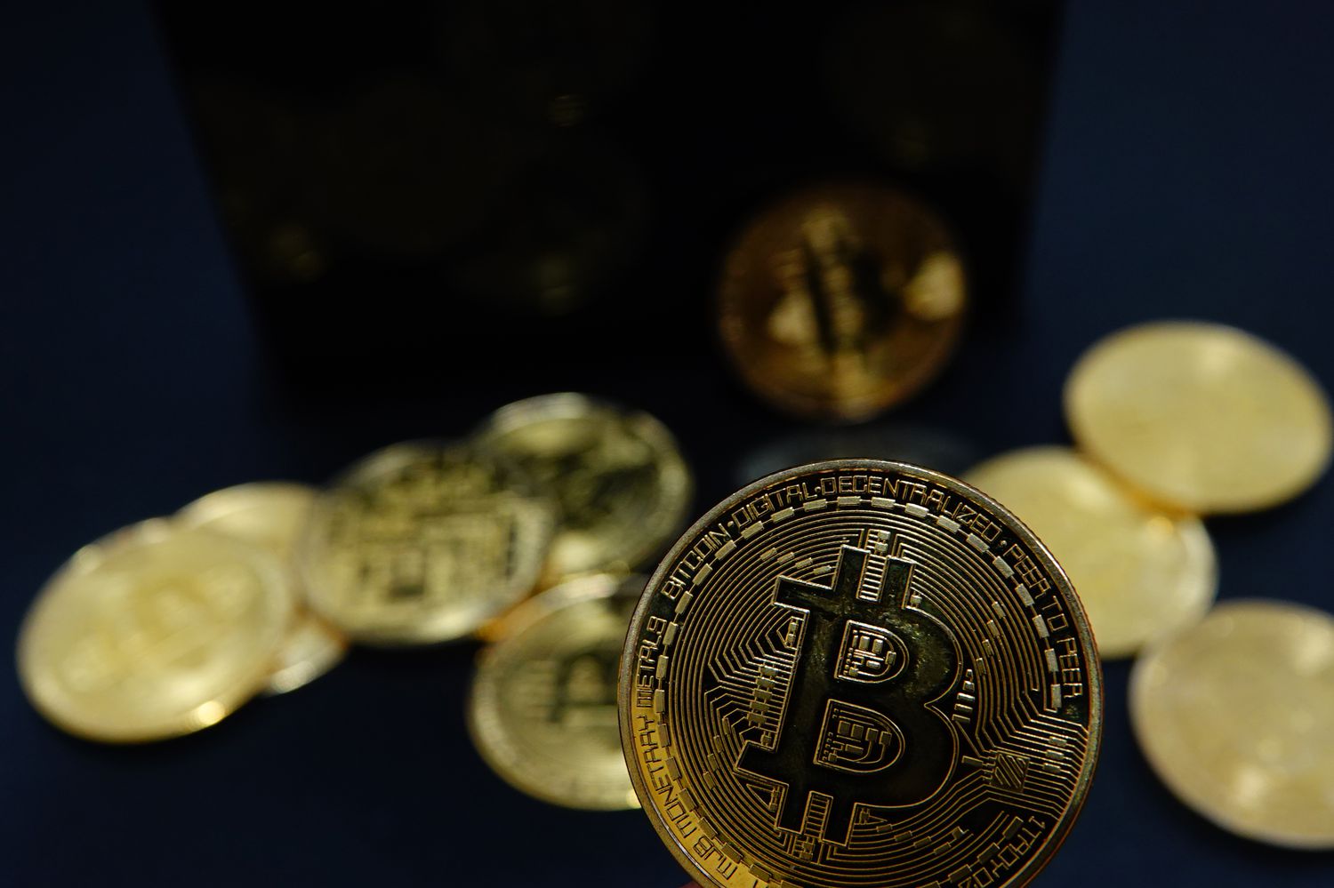 Commemorative bitcoin coins in Yichang, Hubei province, China, Dec. 5, 2024