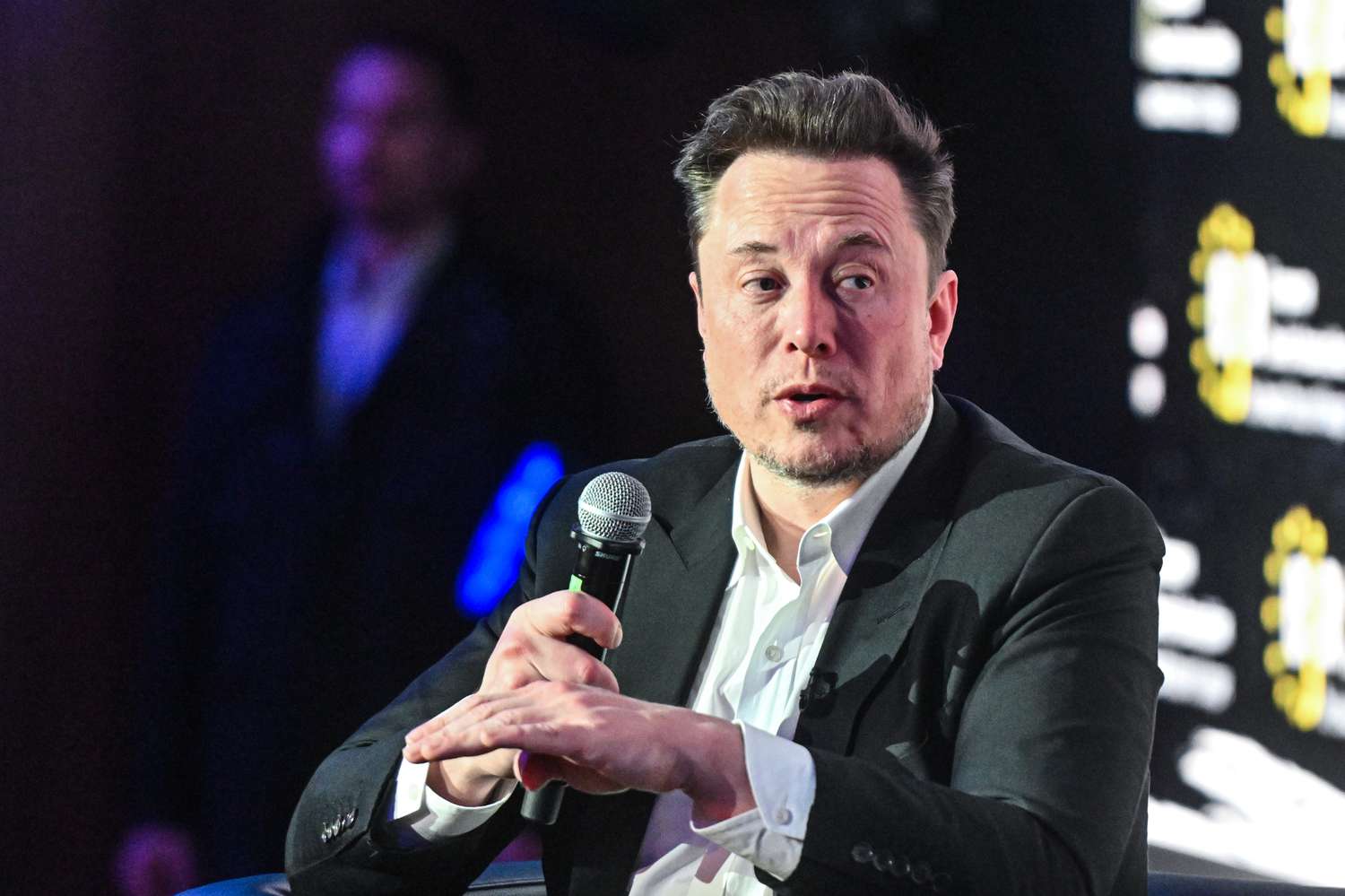 Tesla CEO Elon Musk speaks at a symposium in Krakow, Poland, on January 22, 2024.
