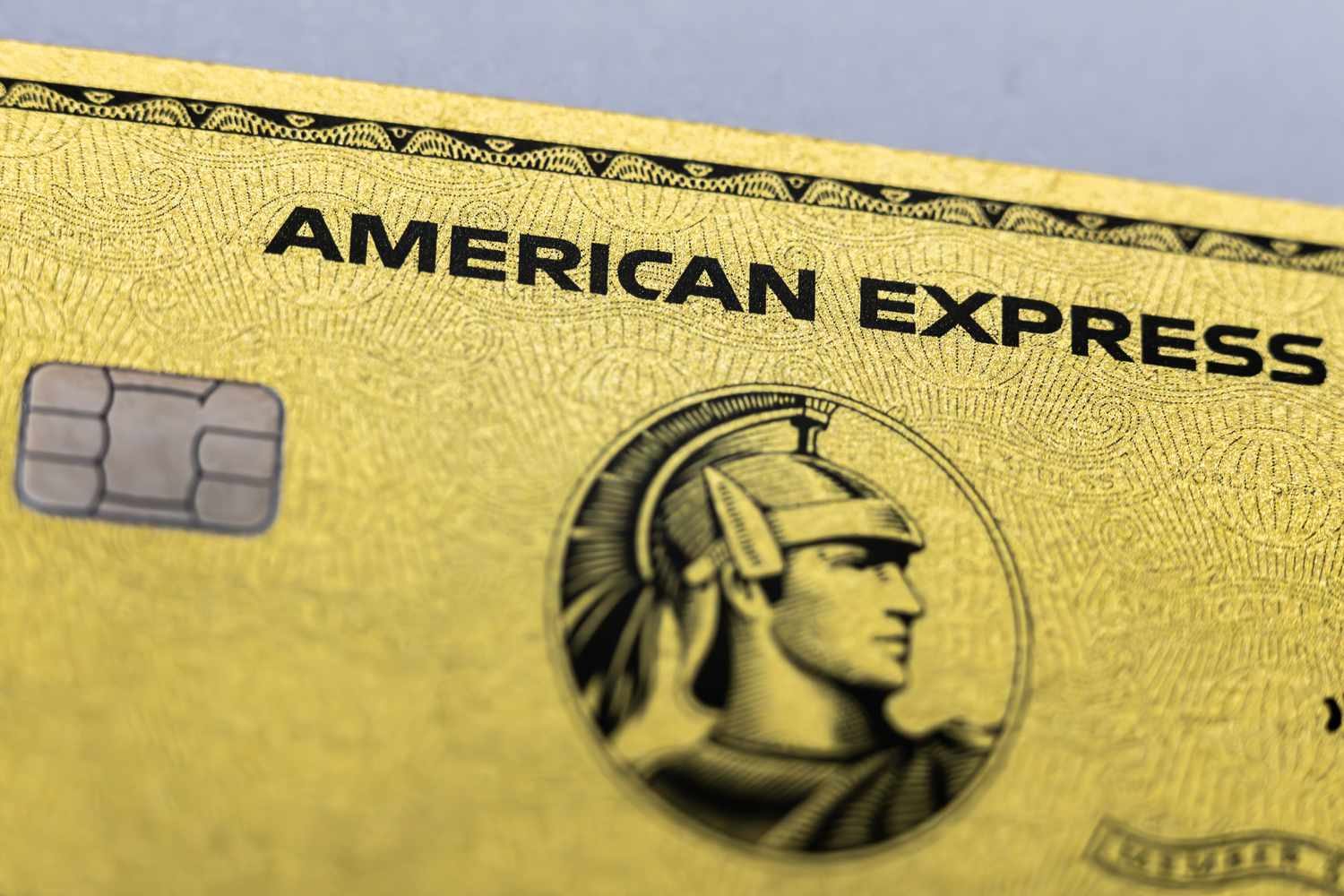 A gold American Express credit card.