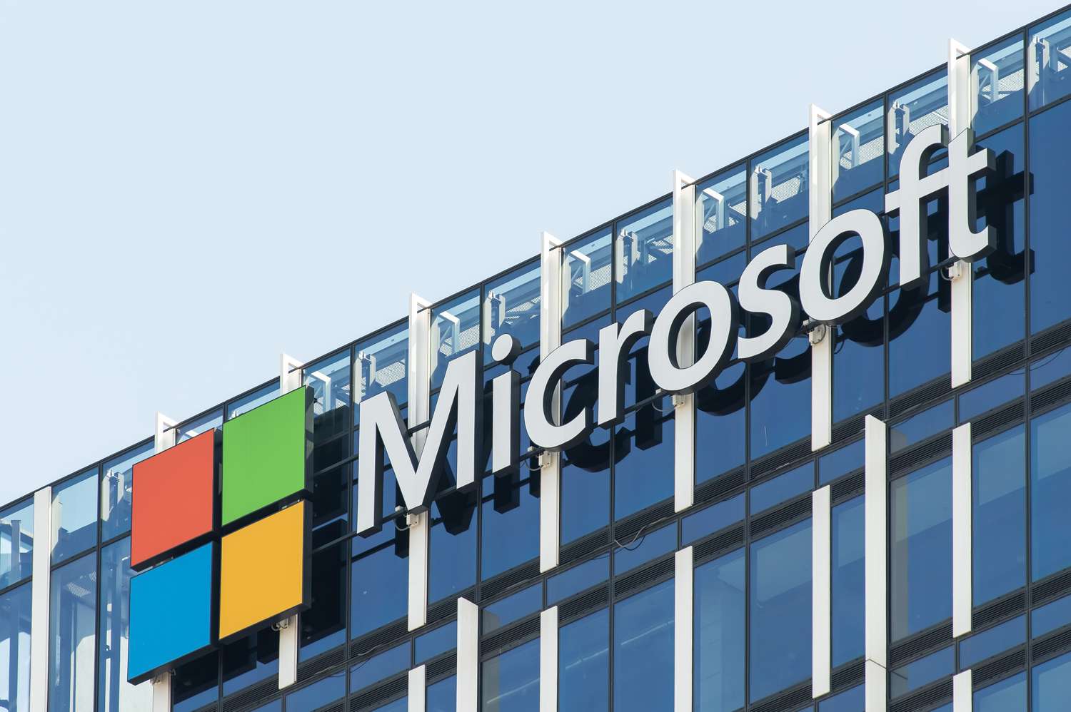 Microsoft logo on an office building