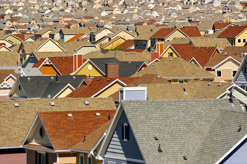 Rooftops in suburban development, Colorado Springs, Colorado