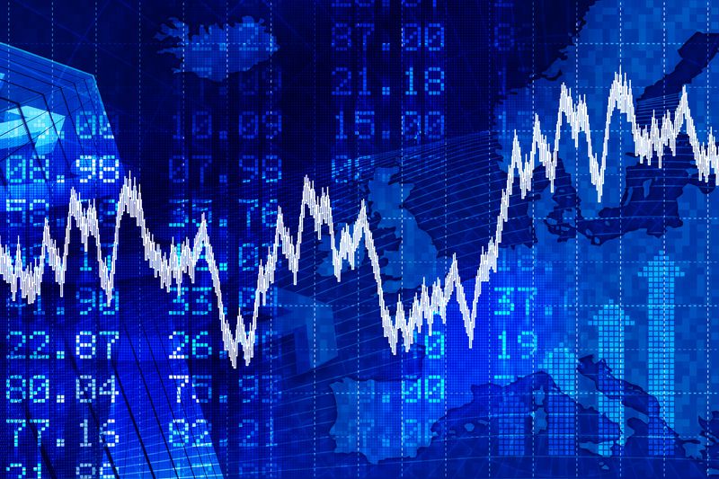 Blue financial stock exchange background.