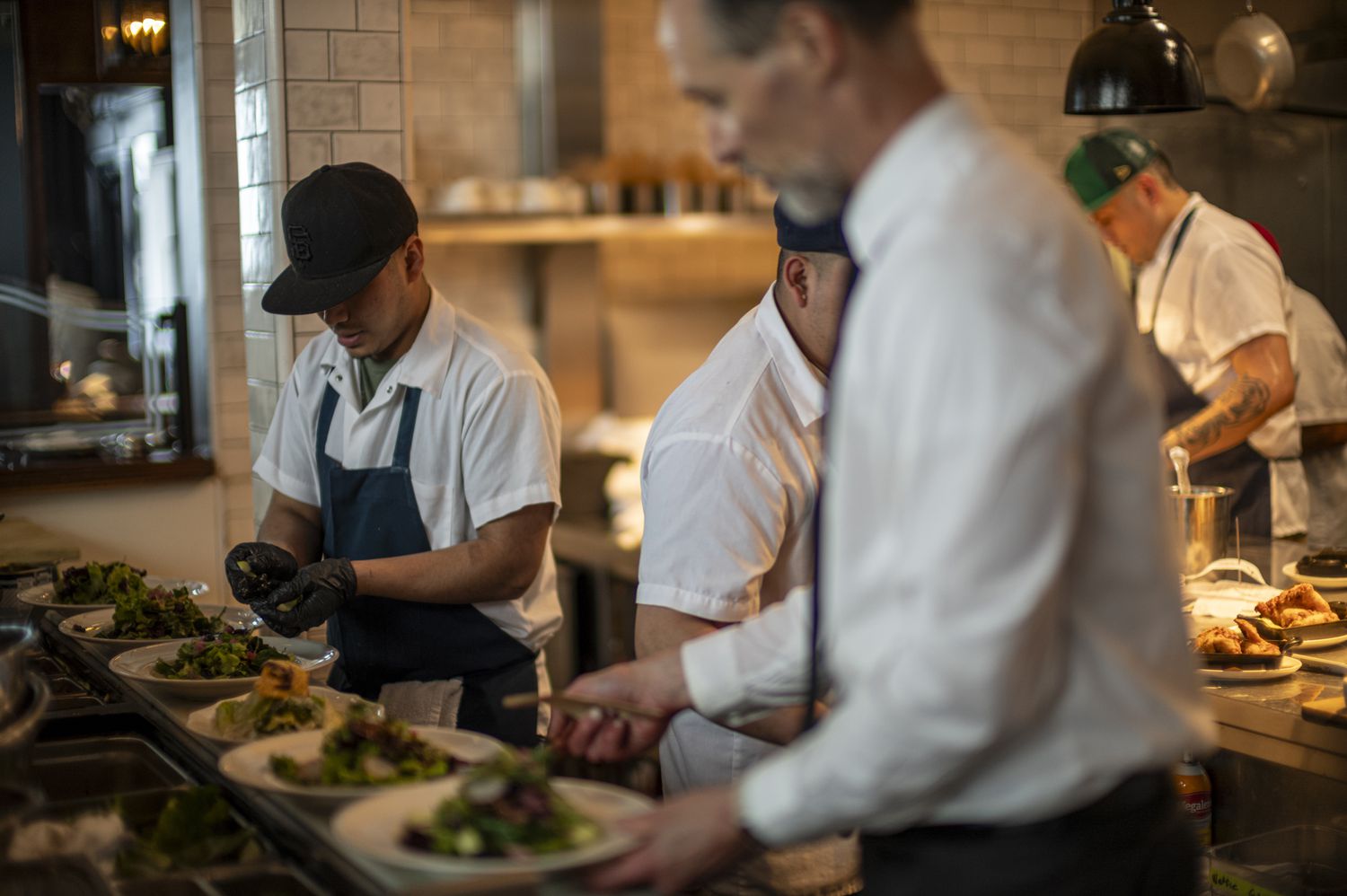 Workers at a restaurant in San Francisco, California