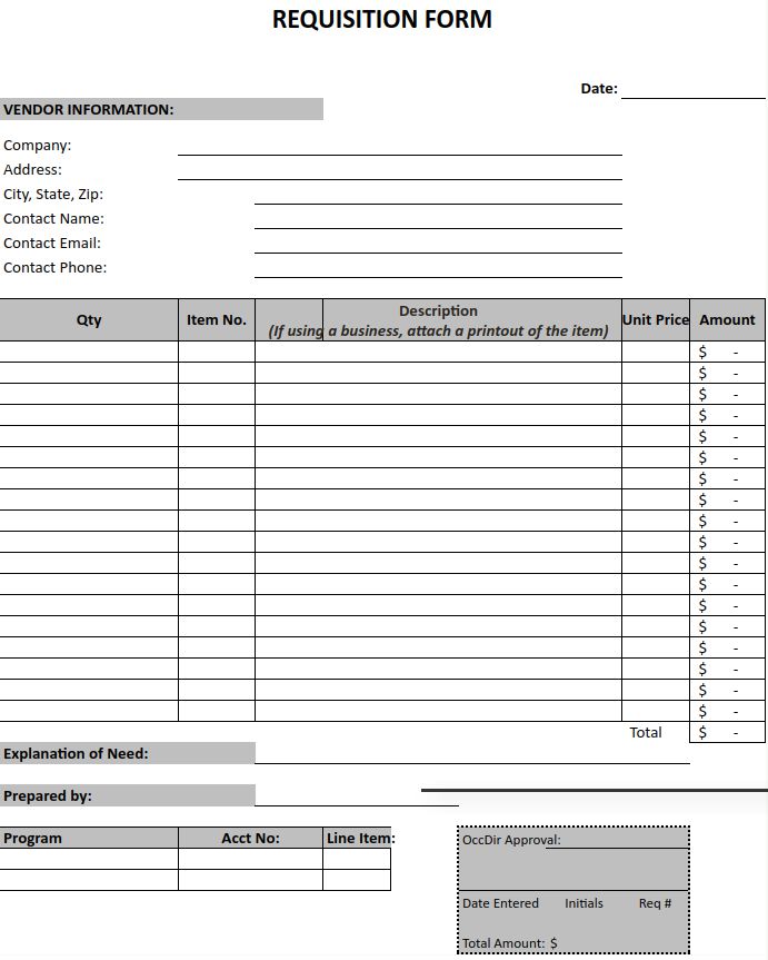 Requisition Form Sample
