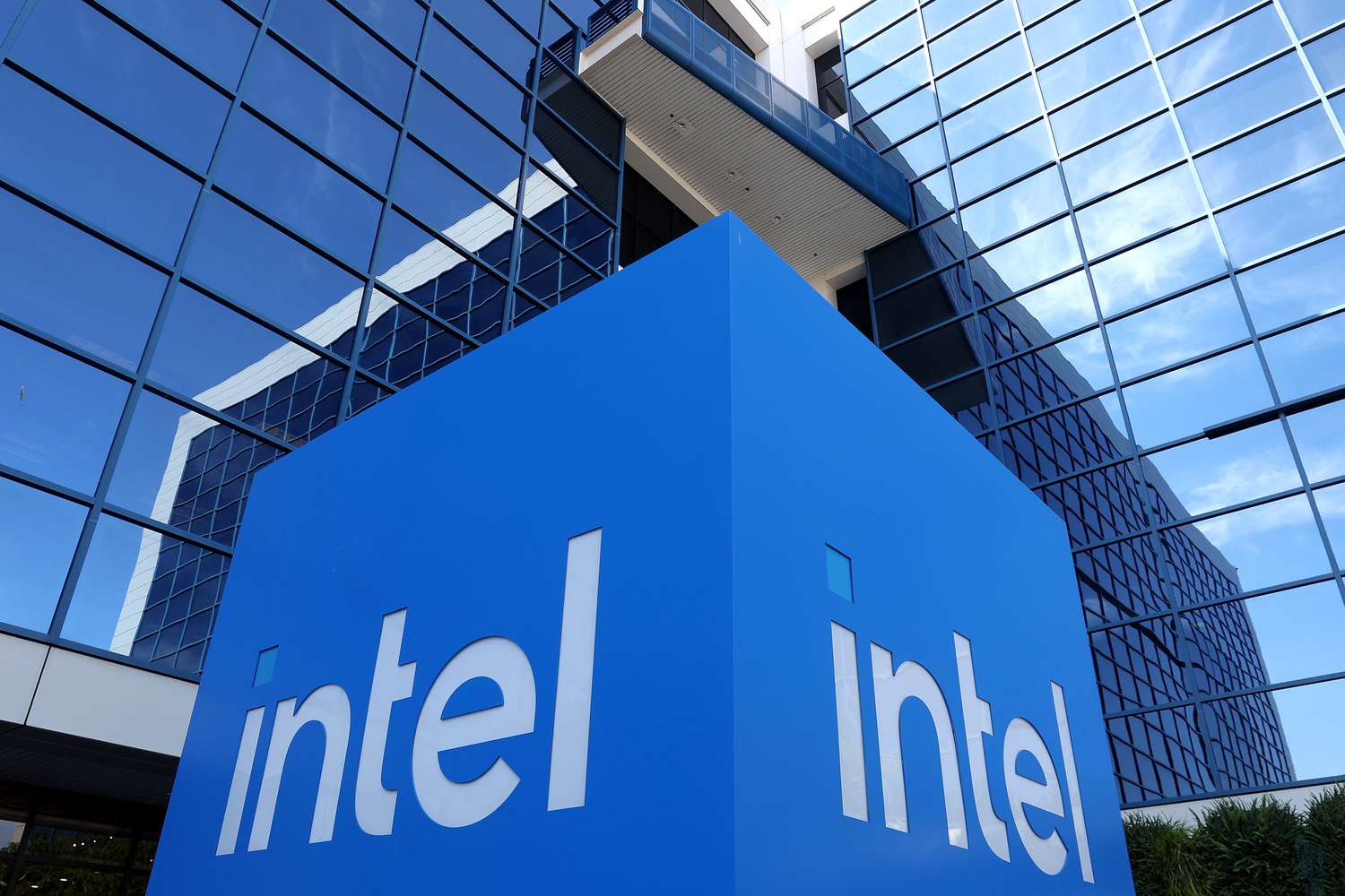 Intel's logo outside its Santa Clara, Calif., headquarters in August. 