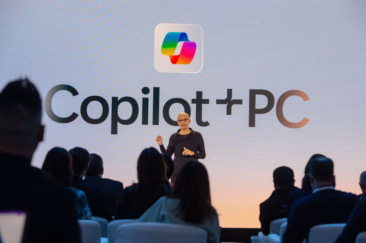 Microsoft CEO Satya Nadella at the Copilot+ PC event May 20, 2024.