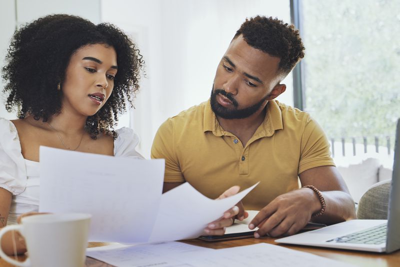 Couple looking over finances