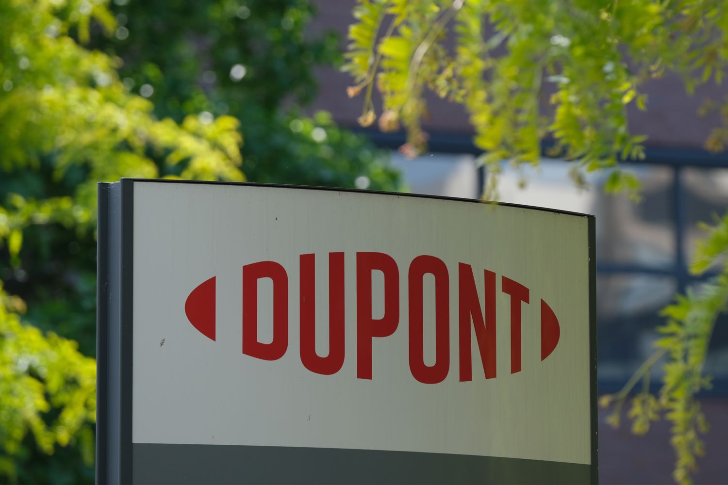 A logo of DuPont is pictured outside the DuPont Industrial Biosciences' facility on June 9, 2020 in Leiden, Netherlands.