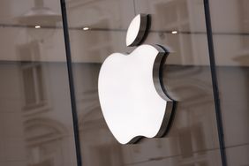 The Apple logo at a company store in Berlin. 
