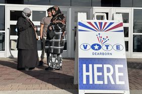 Residents of Michigan arrive to cast their ballots at the polling station in Michigan, United States on November 03, 2024 ahead of the November 5th general election.