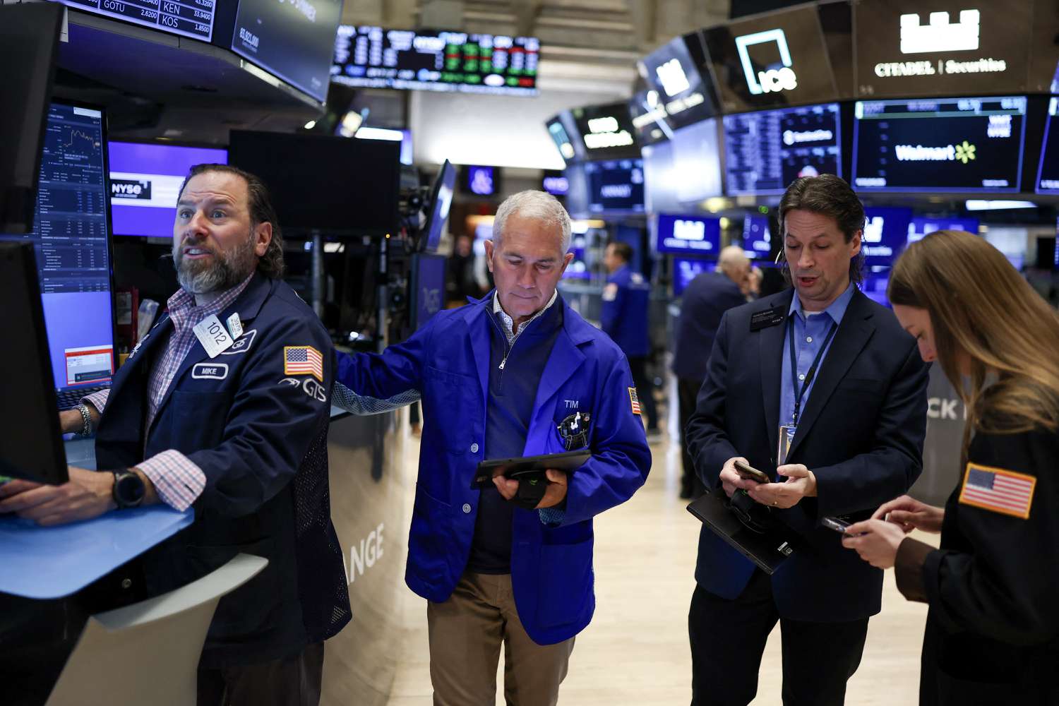 Traders work on the floor of the New York Stock Exchange 