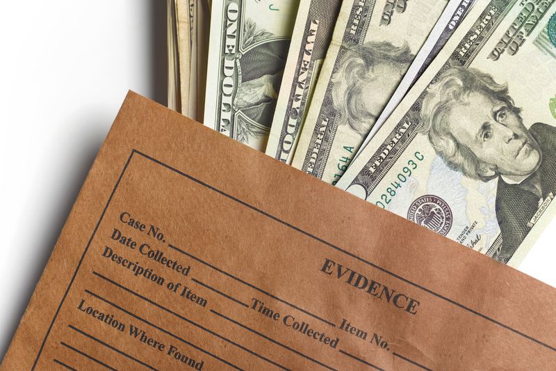 evidence bag of U.S. money