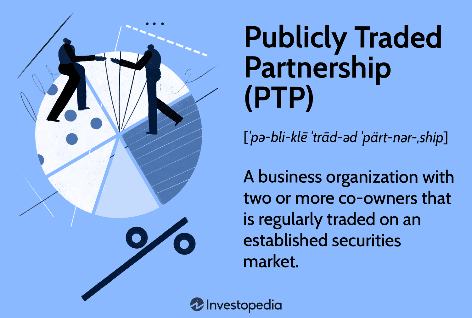 Publicly Traded Partnership (PTP): A business organization with two or more co-owners that is regularly traded on an established securities market.