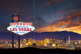 The world famous Las Vegas city skyline and welcome sign.