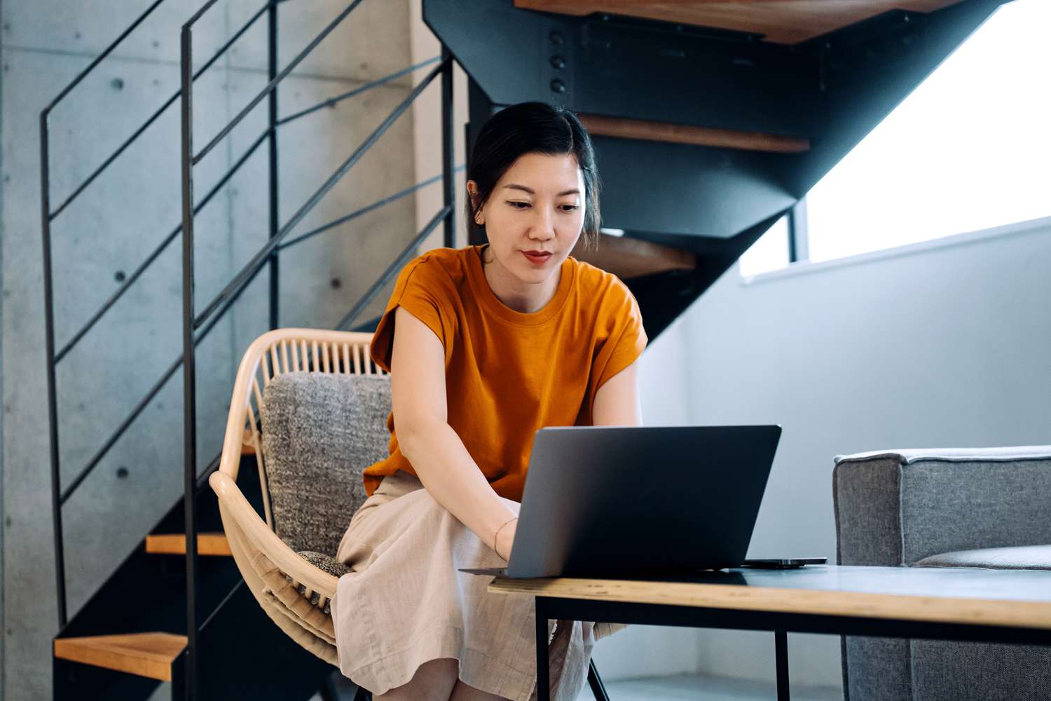 Woman using laptop