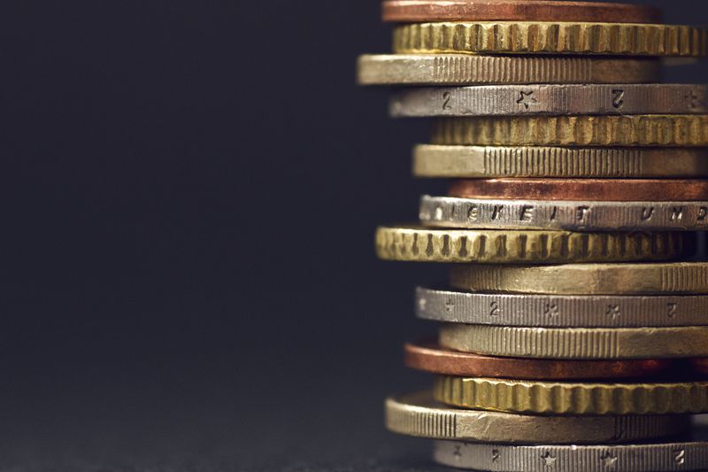 Close up stack of coins