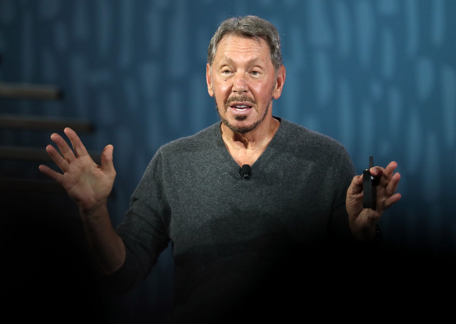 Larry Ellison speaking at a conference.