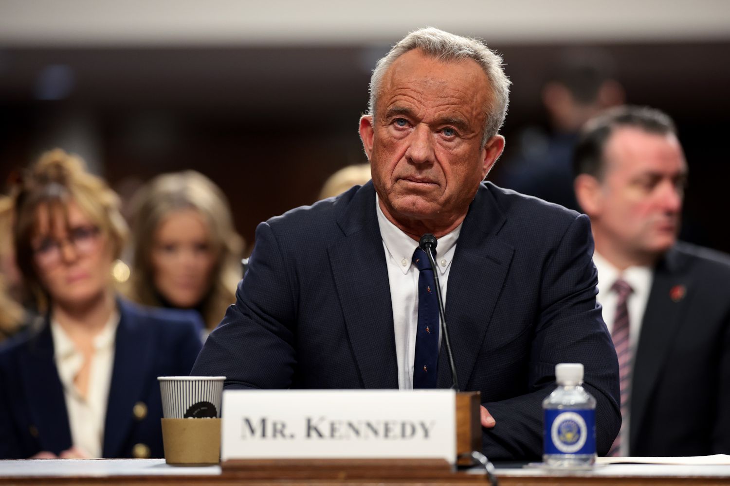 Robert F. Kennedy Jr. testifies during his Senate Finance Committee confirmation hearing on Jan. 29, 2025 in Washington, D.C