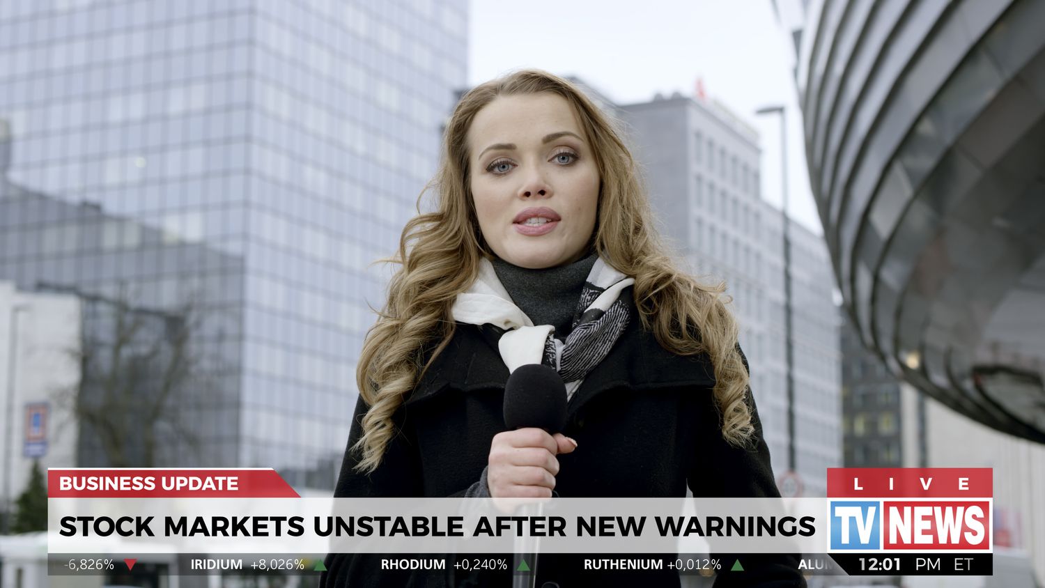 News Reporter reporting on the stock markets