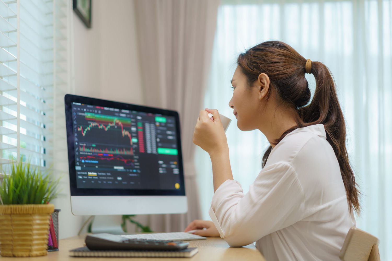 A woman at a computer