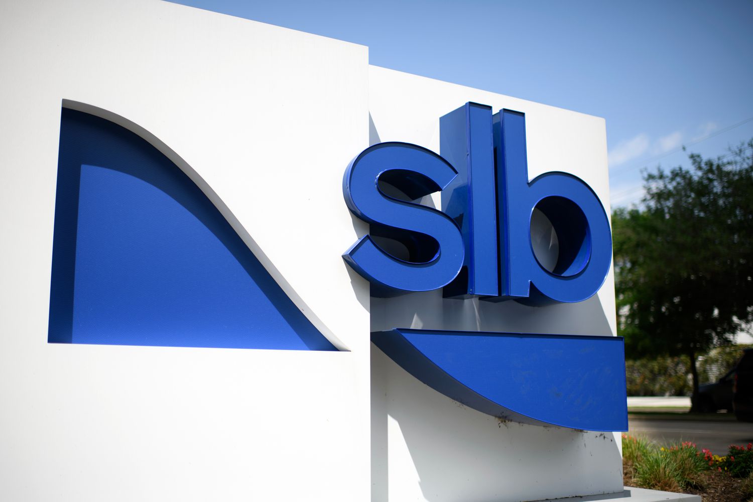 SLB sign outside of headquarters in Houston