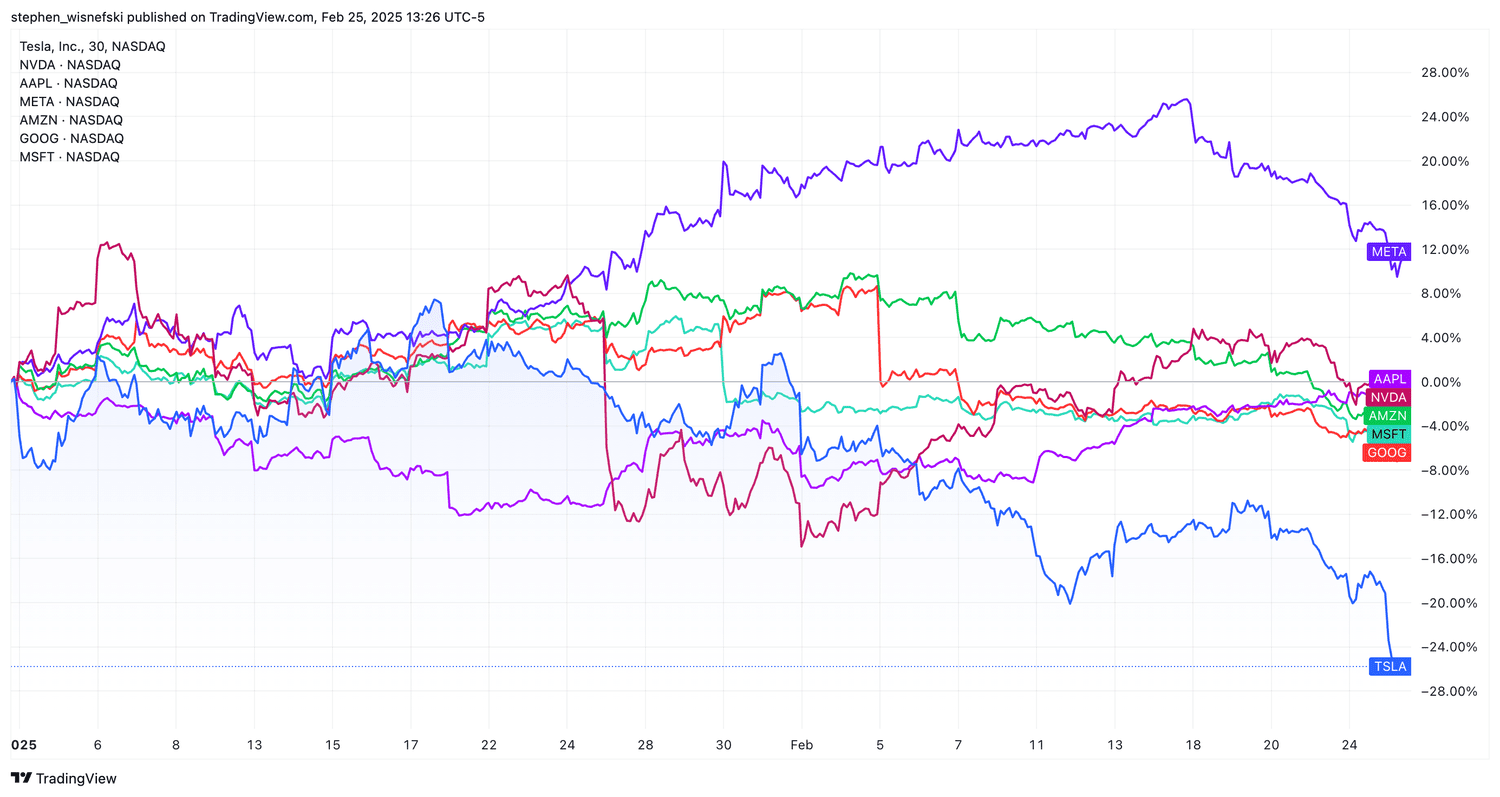 Magnificent 7 stock price chart year-to-date
