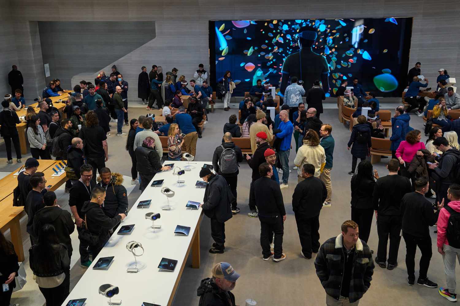 Customers at Apple store in New York City.
