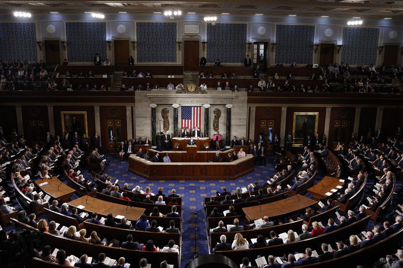 South Korean President Yoon Suk-yeol delivers remarks to a joint meeting of Congress in the House Chamber of the U.S. Capitol on April 27, 2023 in Washington, DC.