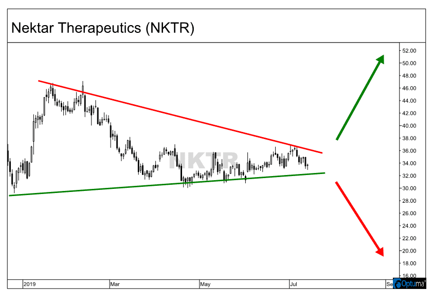 Chart showing the upside and downside potential for Nektar Therapeutics (NKTR)