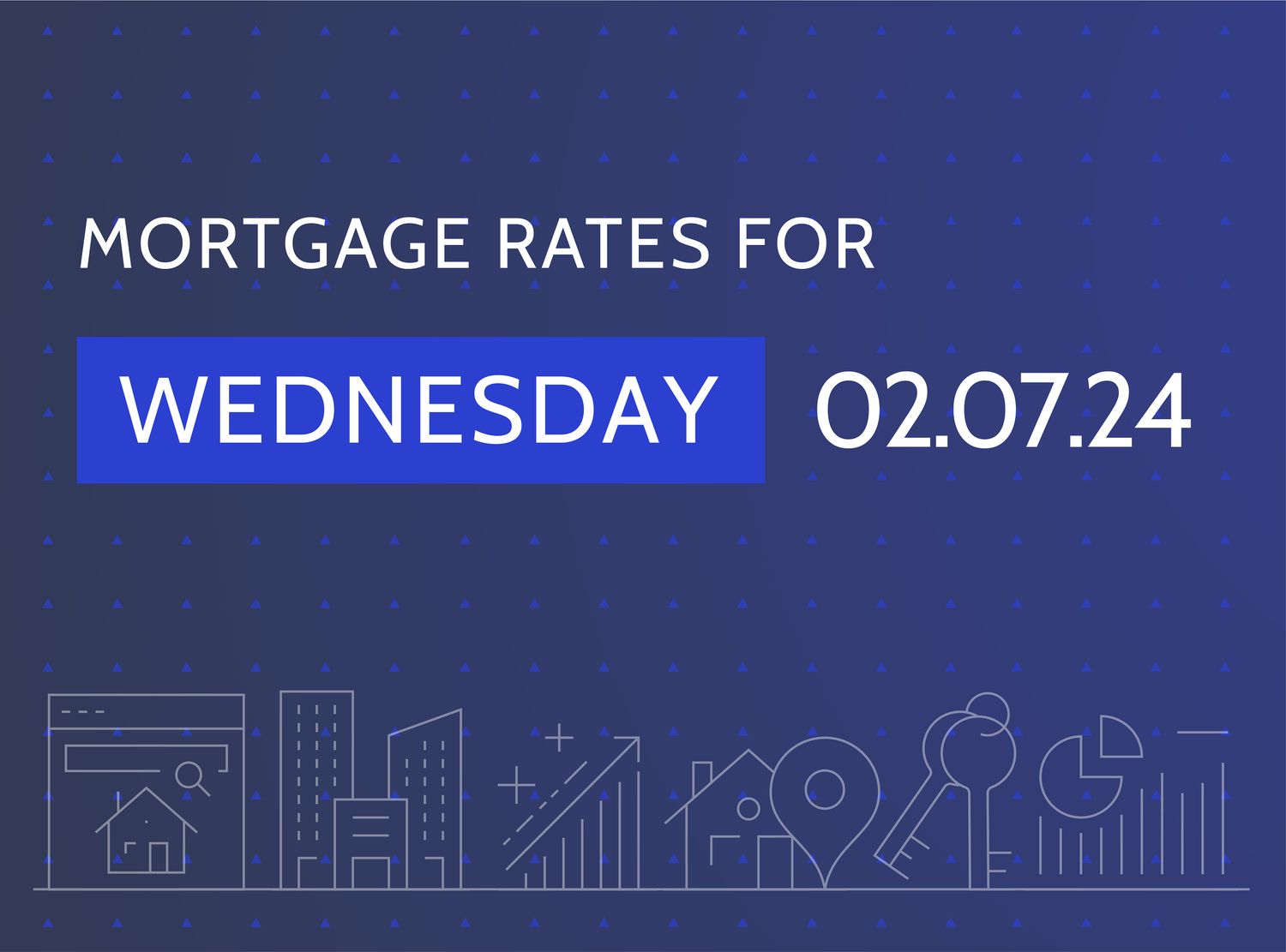 Dark blue image with Mortgage Rates for Feb. 7, 2024