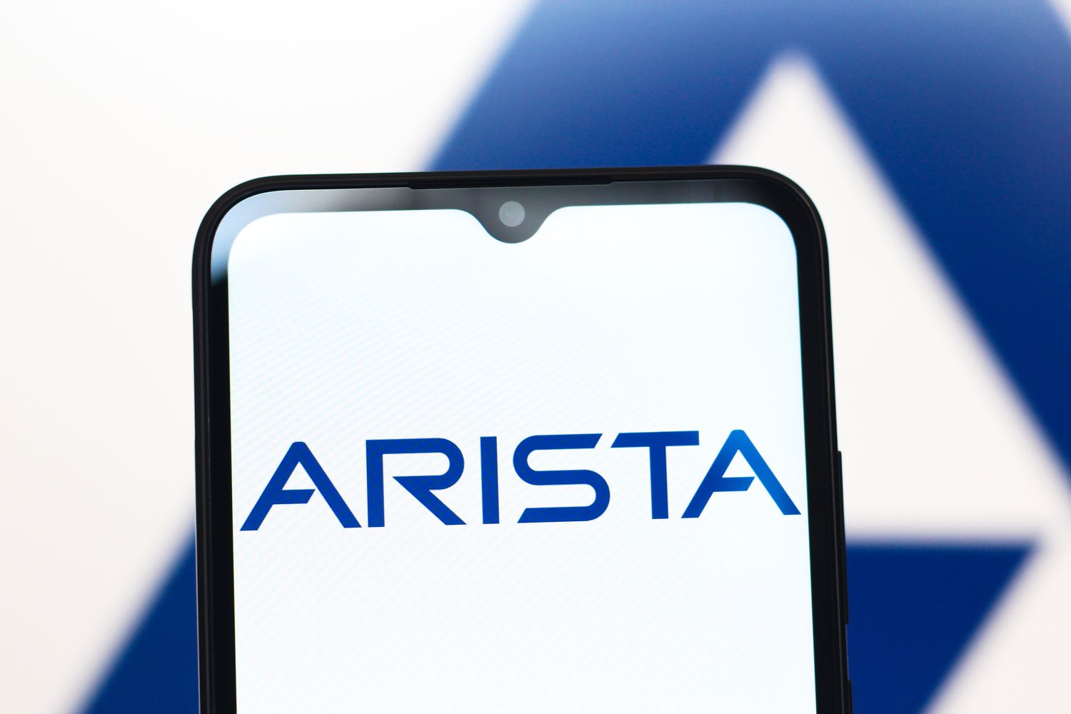 Arista Networks logo displayed on a smartphone screen.
