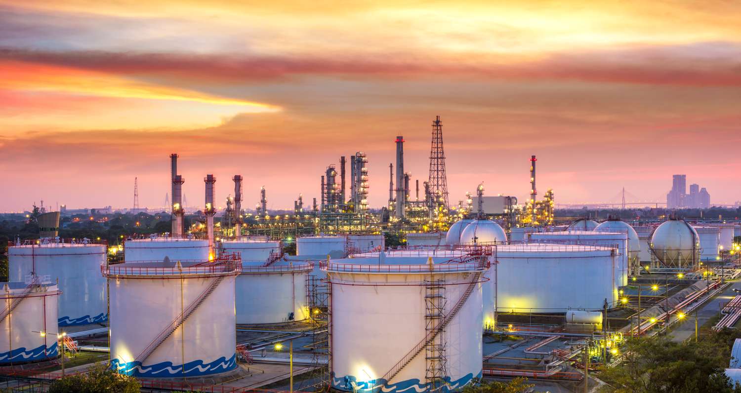 Oil refinery at night