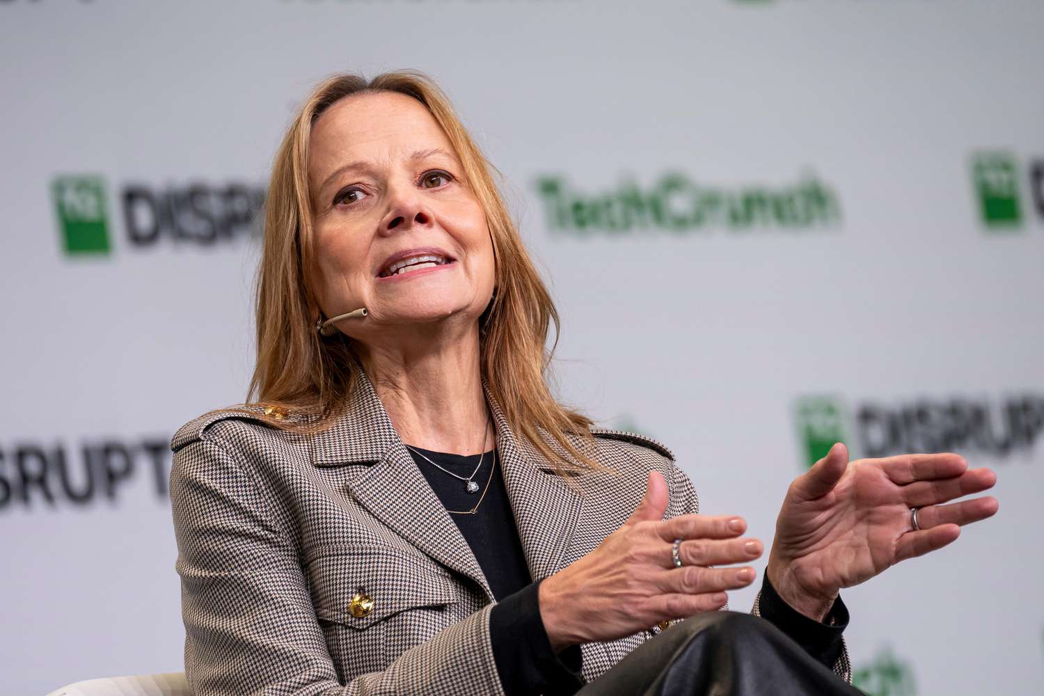 Mary Barra, chairman and chief executive officer of General Motors, during TechCrunch Disrupt in San Francisco, California, US, on Tuesday, Oct. 29, 2024. 