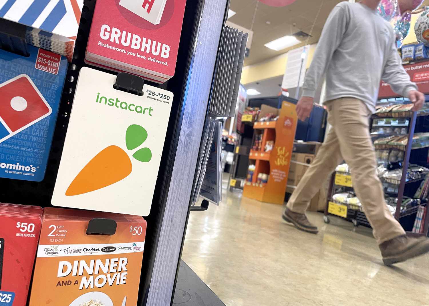 Instacart gift cards displayed at a Safeway store in San Anselmo, California