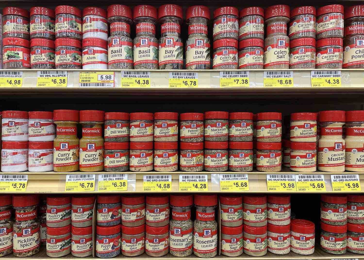 McCormick spices are displayed at a store. 