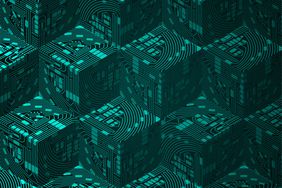 Blocks with printed circuits stacked on top of each other