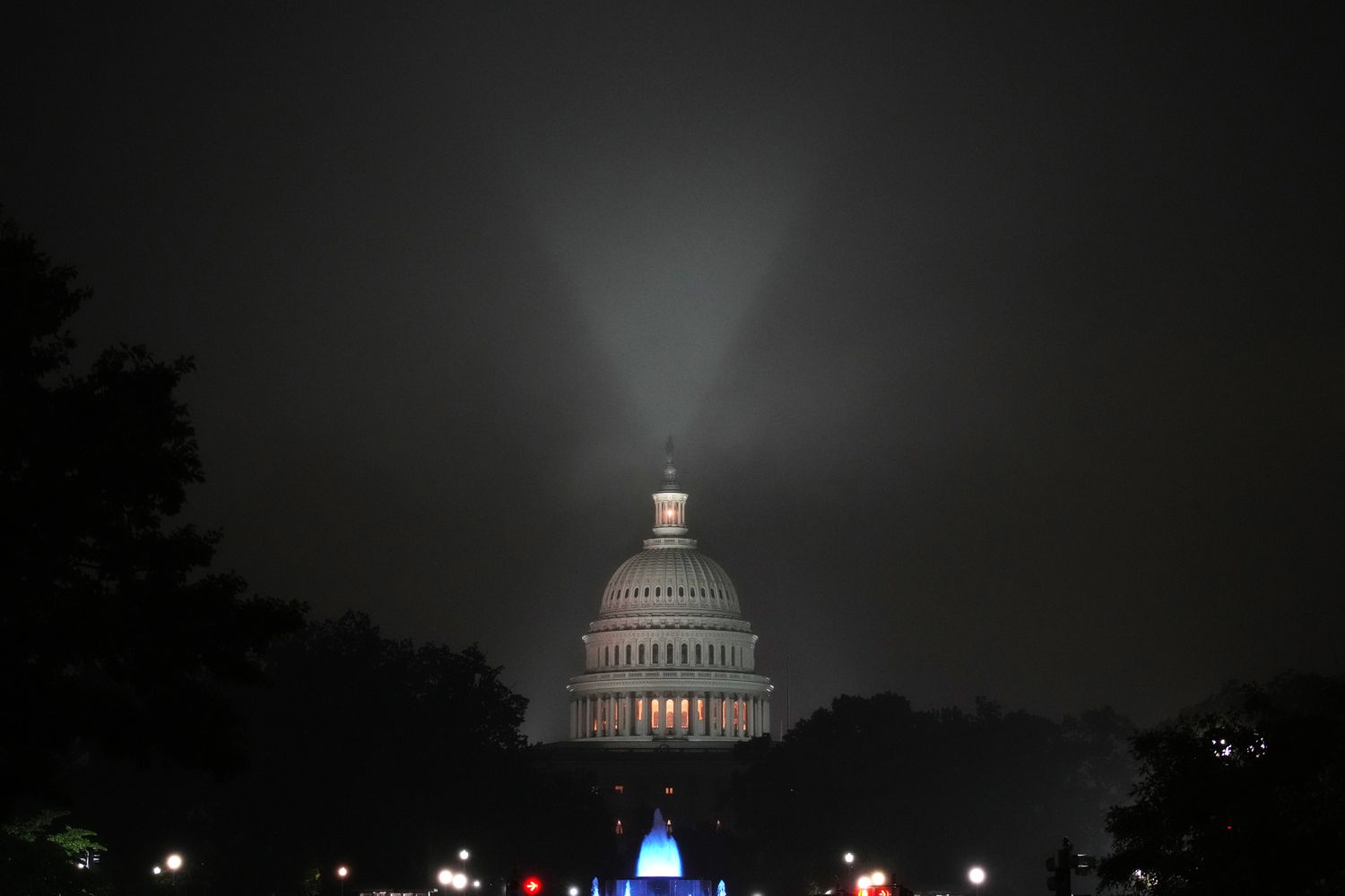 The U.S. Capitol is illuminated at night in Washington, D.C.