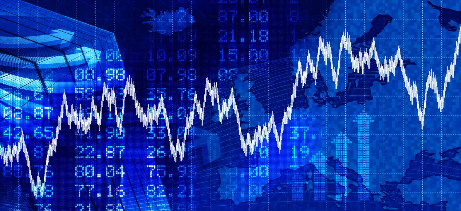 Blue financial stock exchange background.