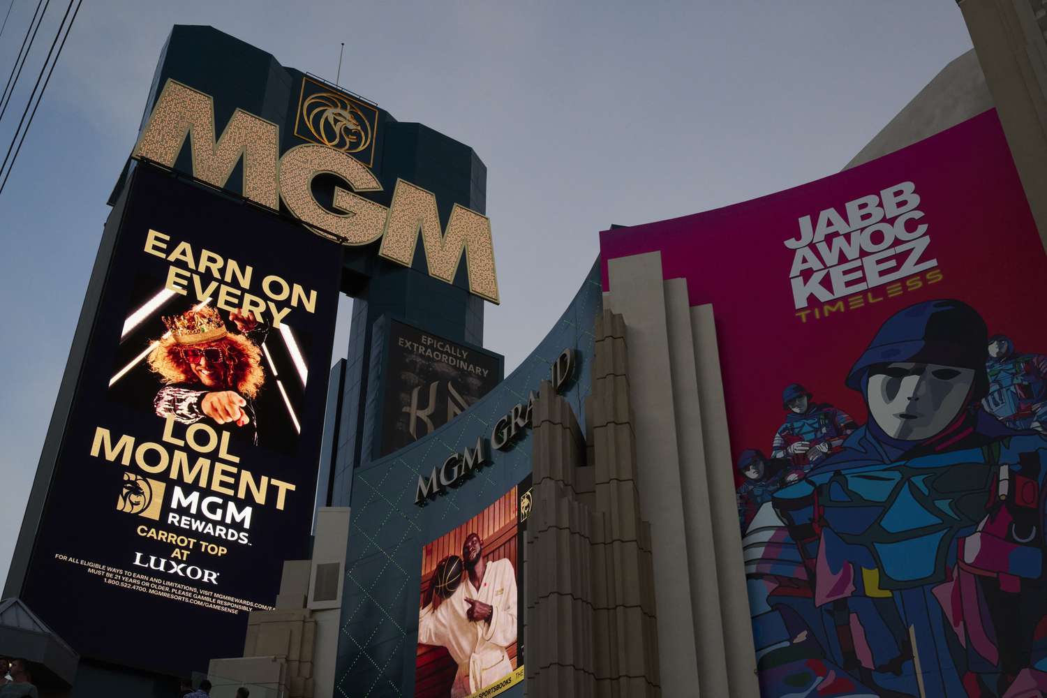 Signage outside the MGM Grand hotel and casino in Las Vegas